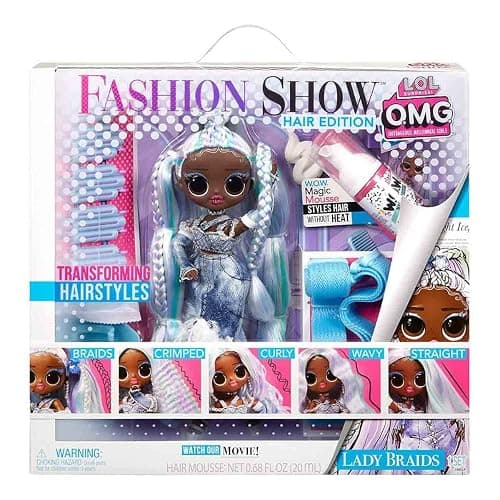 L.O.L. Surprise! OMG Fashion Show Hair Edition Lady Braids 10" Fashion Doll w/Magic Mousse, Transforming Hair, Including Stylish Accessories, Holiday Toy Playset, Gift for Kids Ages 4 5 6+ & Collectors thumbnail 3