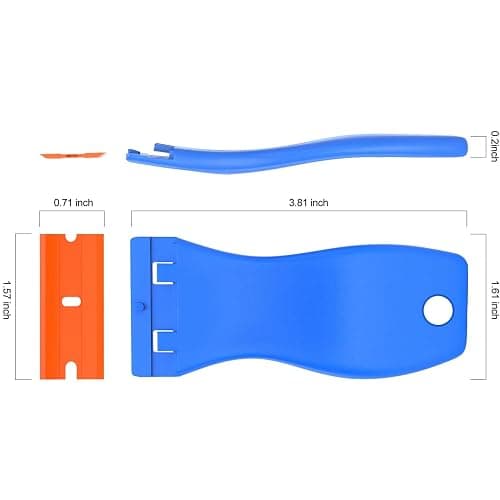 4 Pcs Plastic Razor Blade Scraper and 120 Pcs Blades, Remove Label Decal Tool,Forwithout Scratches Plastic Razor Blade Scraper, Adhesive Remover for Kitchen Appliances,Stickers and Paints on Window thumbnail 2