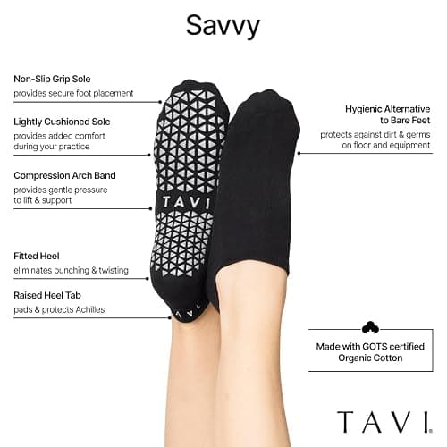 TAVI Women’s Savvy Grip Socks, Multi-Pack - Non Skid, Barre Grips, Slipper Socks for Pilates, Yoga, and Ballet for Women thumbnail 4