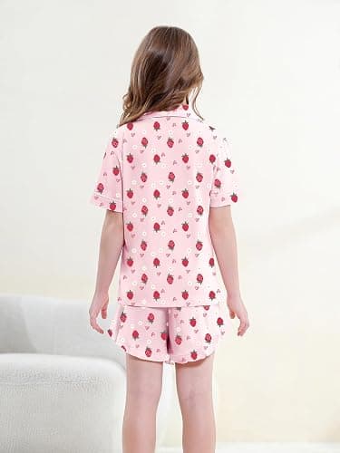 QZH.DUAO 3 Piece Girls Pajama Sets 100% Cotton Ruffle Long Pants with Shorts Sleepwear 3pcs Button Down PJs 5-14 Years thumbnail 5