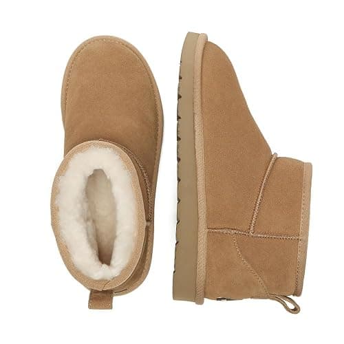 EVERAU Women Finch Ultra Mini Classic Boots Womens Warm Ankle Winter Sheepskin Suede Water Resistant Boots thumbnail 3