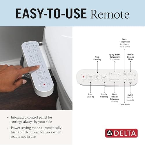 Delta Faucet Refresh Standard Elongated Electric Bidet Toilet Seat, Warm Water Bidet, Bidet Attachment for Toilet, Toilet Seat Bidet, Bidet Toilet Seat Elongated, White 893005E-WH thumbnail 6