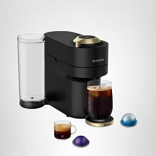 Nespresso Festive Vertuo Pop+ Coffee and Espresso Maker by Breville, Matte Black Gold thumbnail 9