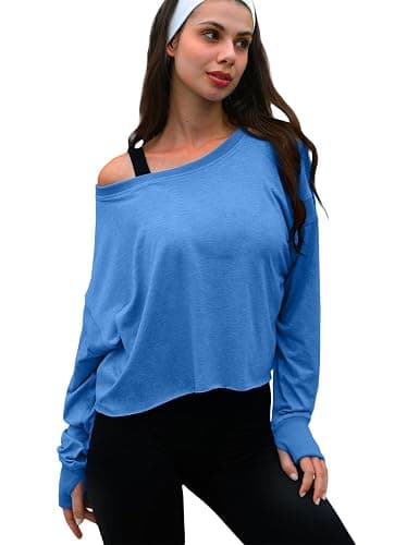 UNIANKIYA Open Back Workout Tops for Women Long Sleeve Cropped Athletic Clothes Gym Running Yoga Low Impact Sports T Shirts thumbnail 2