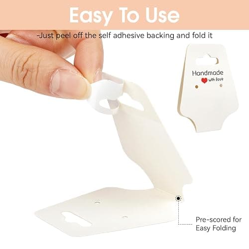 200 Pcs Bracelet Necklace Display Cards, Self Adhesive Jewelry Packaging, Sturdy Hanging Displays for Selling Necklaces, Chokers, Earrings Hair Accessories, Small Business, 4.75x1.75 Inches (White) thumbnail 3