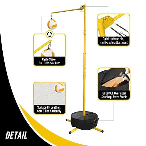 SportzPals Volleyball Spike Trainer & Volleyball Setter Training Net | Easy to Switch Training Modes, Adjustable Height and Angle,Volleyball Training Equipment with Sandbag Base for Indoor Outdoor thumbnail 3