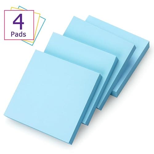 Sticky Notes 3x3 in, Self-Adhesive Note, 4 Pads, 100 Sheets/Pad, Light Blue | Perfect for Home, Classroom, and Workplace Organization thumbnail 4