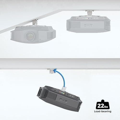 Low Profile Projector Ceiling Mount Universal, 22 lbs Max Weight, 360° Rotation 30° Tilt | Universal Projector Bracket 3.3" High, Suspended Drop Ceiling Mount Kit for Home & Office Projectors(White) thumbnail 5