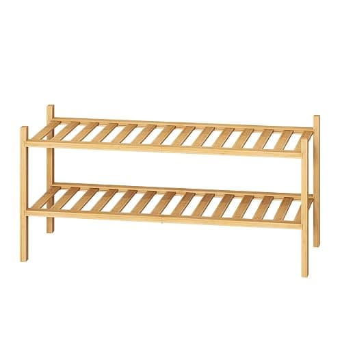 FILWH Bamboo Shoe Rack Stackable Shoe Shelf Storage Organizer for Unit Entryway Hallway and Closet Sturdy Freestanding Shoe Shelf (Natural, 2-Tier/27 * 11 * 12.6IN) thumbnail 7