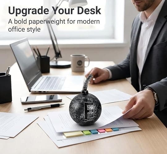 MillMB Initial Bomb Paperweight Humor Decor with Ball Functional and Stylish Office Gift for Office Co-Worker Boss,Student with Letter Desk Decor thumbnail 5