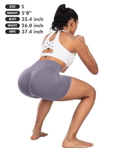 CHRLEISURE Women's 4 Packs Workout Gym Shorts, High Waisted Butt Lifting Scrunch Butt Seamless Booty Shorts thumbnail 6