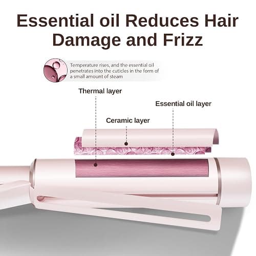 1.5 Inch Extra Large Curling Wand for Long Hair - Ceramic Tourmaline Barrel with 40000000 Negative Ions, Defined Curls and Easy to Use with Temperature Control for All Hair Types thumbnail 6