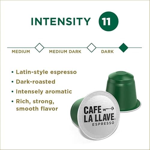 Cafe La Llave Latin Style Espresso Pods Dark Roast Compatible with Nespresso Original Line 40 Count Aluminum Capsules thumbnail 3