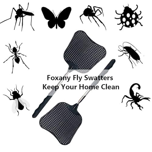 Foxany Telescopic Fly Swatters, Durable Plastic Fly Swatter Heavy Duty Set, Flyswatter with Stainless Steel Handle for Indoor/Outdoor/Classroom (2 Pack) thumbnail 4