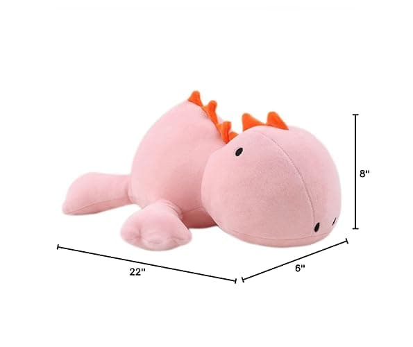 PopMeme 3.5 lb Weighted Stuffed Animal, 24-Inch Pink Dinosaur Plush | Ultra-soft minky fabric with PP cotton and weighted bead filling for a cuddly feel during reading, quiet time and gifting. thumbnail 2