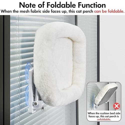 AMOSIJOY Cordless Cat Window Perch, Cat Hammock for Window with 4 Strong Suction Cups, Solid Metal Frame and Soft Cover, Foldable Cat Beds for Indoor Cats… thumbnail 7