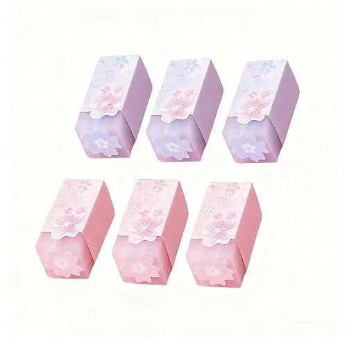 GZBABY Cherry Blossom Patternt Erasers 6 Pcs, Cute Cartoon Eraser, Stylish and Durable (Rectangle) thumbnail 9
