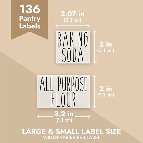 Talented Kitchen Kitchen Adhesive Labels - Waterproof Labels for Storage Bins - Pantry & Jar Stickers for Spices - Pack of 136, 2 x 3 in, Black Text on Clear Vinyl thumbnail 3
