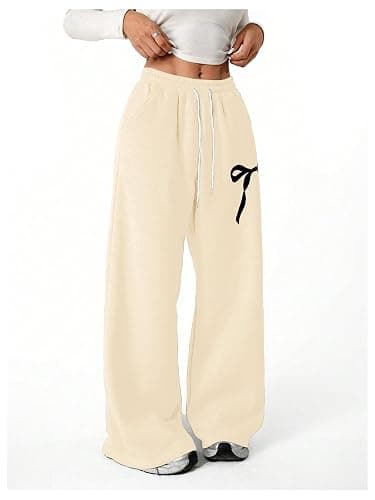 Verdusa Girl's Bowknot Baggy Sweatpants Lightweight Straight Leg Athletic Pants with Pockets thumbnail 5