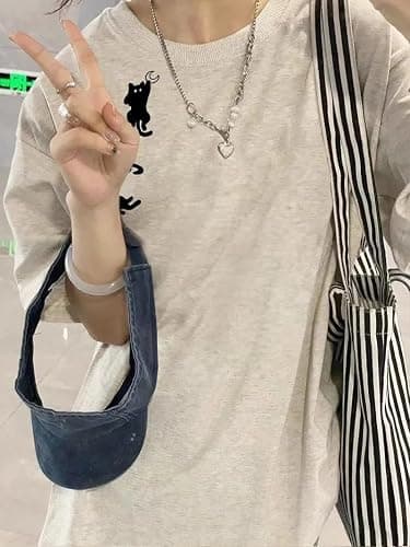 Womens Casual Y2k Tops Streetwear Oversized Tees Kawaii Cat Graphic Baggy Shirts Harajuku Cotton Tshirt Alt Clothes thumbnail 4