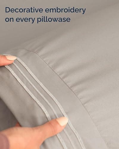 Twin XL Size 3 Piece Sheet Set - Comfy Breathable & Cooling Sheets - Hotel Luxury Bed Sheets for Women & Men - Deep Pockets, Easy-Fit, Soft & Wrinkle Free Sheets - Light Grey Oeko-Tex Bed Sheet Set thumbnail 7