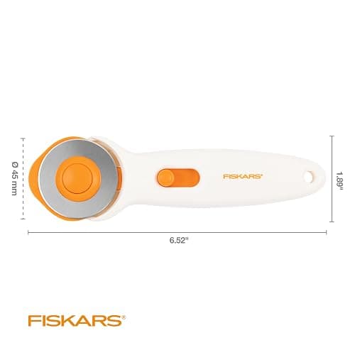Fiskars 45mm Rotary Cutter for Fabric, Premium Steel Stick Fabric Cutter Cuts Through Multiple Layers, Right and Left Handed, Easy and Safe Blade Change, Arts and Crafts, Sewing and Quilting Tools thumbnail 3