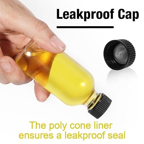 2oz Small Clear Glass Bottles with Lids, 2 Stainless Steel Funnel, 12 Labels,1 Brush - 60ml Reusable Boston Bottle for Juice, Ginger Shot, Wellness, Oils, Whiskey, Liquids - Leakproof Travel Bottle thumbnail 5