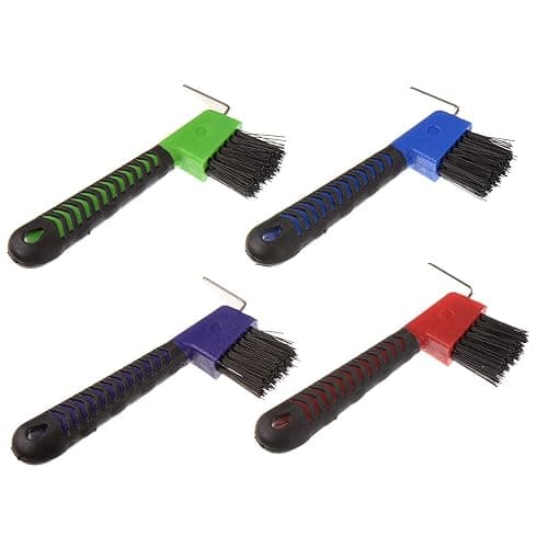 BOTH WINNERS 4Pcs Horse Hoof Pick Brushes, with Soft Touch Rubber Handle - Image 1