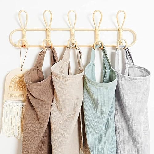 Muslin Nursing Cover for Breastfeeding, Soft&Breathable Cotton Breastfeeding Cover for Women,Privacy Nursing Covers with Arch Neckline Adjustable Hoop for Mother Nursing Apron (Coffee) thumbnail 7