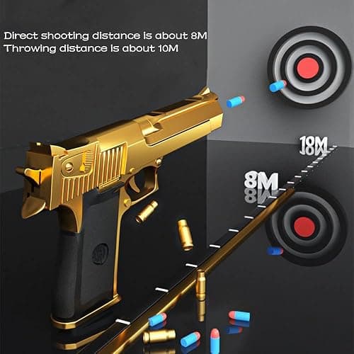 Pistolet jouet avec balles souples avec chargeur éjectable et balles - Pistolet jouet taille 1: 1 avec chargeur d'aspect réel, pour une formation à la sécurité ou un cadeau unique (or) thumbnail 6