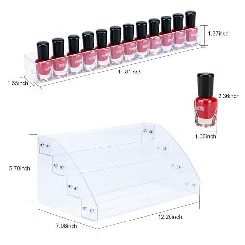 KINGROW Nail Polish Organizer Holder Rack 4 Layers Acrylic Display Rack Eyeglasses Shelf Essential Oils Ink Storage Holds Up to 64 (Fit 1-2oz Bottles) thumbnail 3