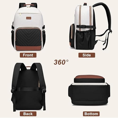 Laptop Backpack for Women Bookbag: 15.6 inch Work School Backpacks with Pouch Pocket for Large Capacity Cup & USB Charger College Book Bag Travel Business Nurse Teacher Bookbags Anti-theft Back Pack thumbnail 8