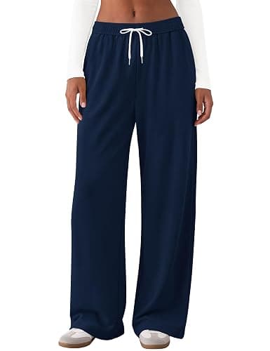 LOMON Women Wide Leg Sweatpants Baggy Lounge Sweat Pant Fall Spring Clothes | Teen Girl Inner Drawstring Track Joggers Sweatpant Fashion Comfy Outfits with Pockets thumbnail 2