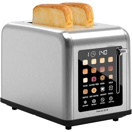 2 Slice Toaster Touch Screen, Stainless Steel Toasters Digital Timer 2 Slot Toasters, 8 Shade Settings 6 Bread Types for Bagel, Cancel, Defrost（Stainless Steel） thumbnail 9