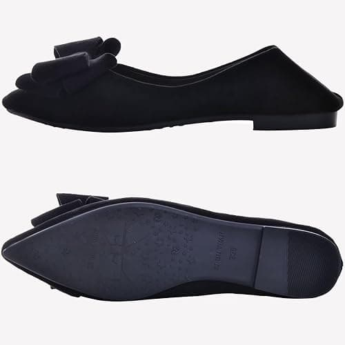 SAILING LU Womens Bowknot Ballet Flats Pointy Toe Casual Flat Shoes Suede Dressy Wear to Work Slip-Ons Moccasins thumbnail 4