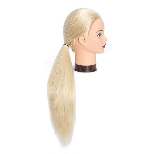 Headfix 26"-28" Long Hair Mannequin Head Synthetic Fiber Hair Hairdresser Practice Styling Training Head Cosmetology Manikin Doll Head with Clamp (6F1919W61320) thumbnail 4