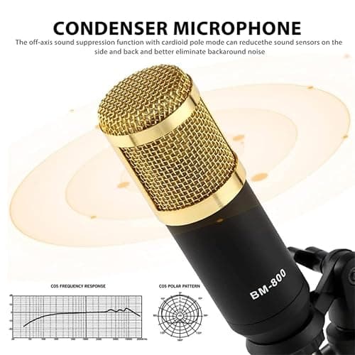 Pot Microphone Bundle, BM-800 Condenser Mic with F998 Live Sound Card Kit, Pot Equipment Bundle with Voice Changer and Mixer Functions for PC phone Studio Recording and Broating thumbnail 7