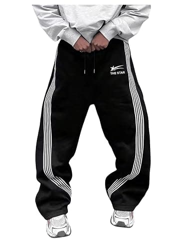 SHENHE Men's Y2k Graphic Track Striped Parachute Wide Leg Sweatpants | Baggy Wide Leg, Casual Streetwear, Y2k, Graphic Striped, Track Pants for Men Mens Parachute Pants thumbnail 2
