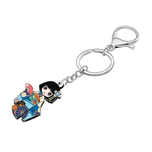 NEWEI Acrylic Anime Japanese Kimono Doll Keychain Car Keys Wallet Backpack Key Rings Accessories Gifts for Women Girls Charms thumbnail 4