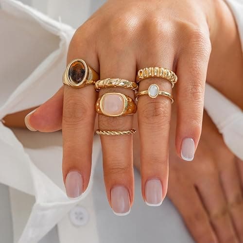 ONBRIG Chunky Rings for Women Adjustable Stackable Rings for Women Thick Ring Trendy Statement Ring Dainty Chunky Jewelry thumbnail 2