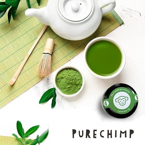 PureChimp Ceremonial Grade Matcha Powder 50g. 100% Pure Green Tea. Shade-Grown for MatchaLatte, Teas & Recipes. Recyclable Glass Jar. Antioxidant-Rich. thumbnail 8
