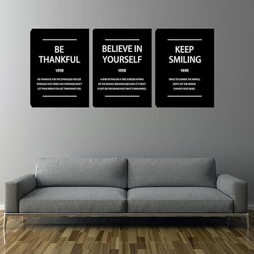 Inspirational Quotes Poster Print Canvas Wall Art 3 Pieces Black Decorations for Gym Living Room Bedroom Workplace Office Wall Decor 20"x28"x3 thumbnail 4
