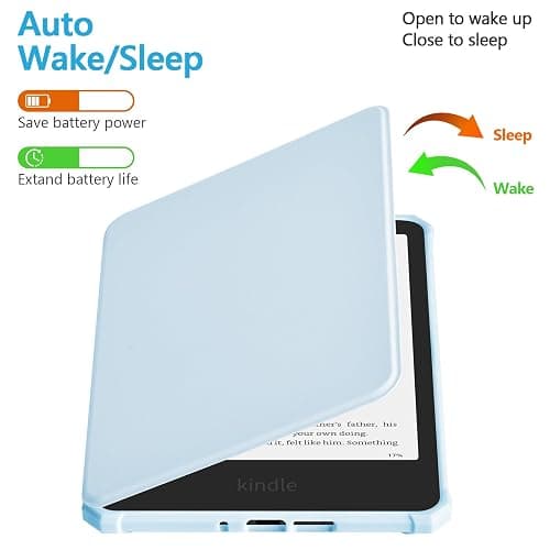 TaIYanG Case for 7" All-New Kindle Paperwhite (12th Generation 2024) & Kindle Colorsoft Signature Edition 2024, Lightweight Slim Smart PU Leather Cover with Auto Sleep Wake, Light Blue thumbnail 3