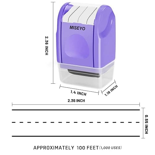 Miseyo Dashed Handwriting Lines Practice Roller Stamp,Self-Inking Line Rolling Stamps for Kids Writing - Purple thumbnail 3
