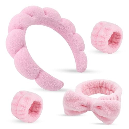 ATROCH Puffy Spa Headband & Skincare Headbands for Women Makeup, Terry Cloth Towel Head Band for Skin Care, Sponge Make Up Hair Band, Gifts for Teenage Girls and Women - Image 1