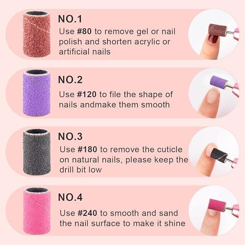 Rolybag Sanding Bands for Nail Drill Nail Sanding Bands Professional Sanding bit Nails 240 Pieces 4 Color Coarse Fine Grit Efile Sand Set 80#120#180#240# 2 Pieces Nail Drill Bits thumbnail 4