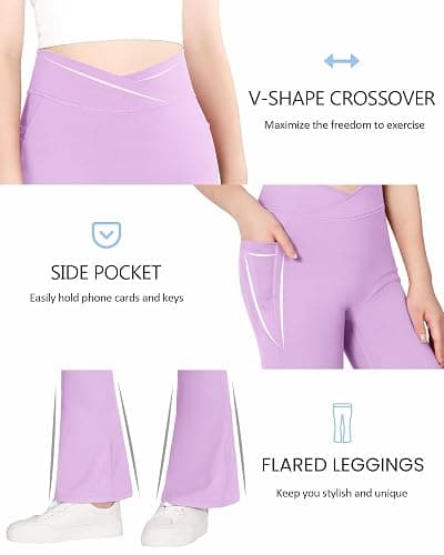 JOCMIC Girls Flare Leggings Kids Bell Bottom High Waisted Dance Yoga Flared Pants thumbnail 6