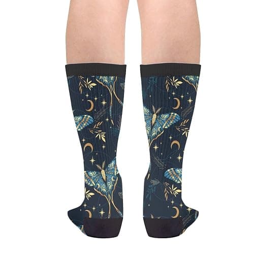 Aoojanu Watercolor Flower And Bird Patterns Novelty Crew Socks Casual Funny Crazy Dress Socks thumbnail 2