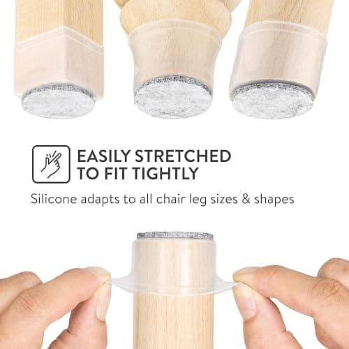 Aneaseit Chair Leg Floor Protectors - 16 pcs Clear - Felt Bottom Silicone Pads - Floor Protectors for Chairs - Rubber Caps for Hardwood Floors - Furniture Feet Sliders - X-Small thumbnail 3