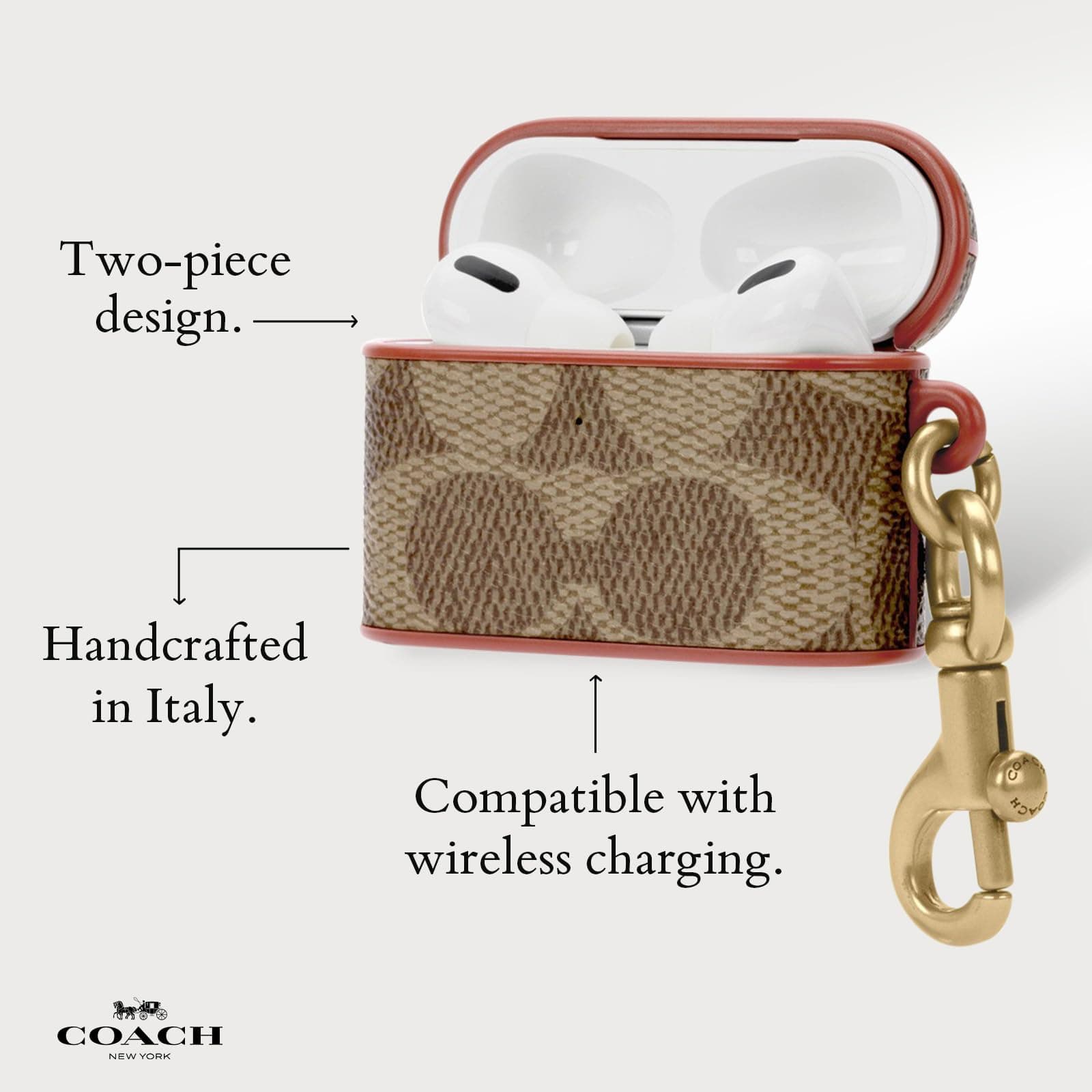 Coach Signature AirPods Pro Case - Compatible with AirPods Pro 2nd / 1st Generation - Signature Tan thumbnail 4